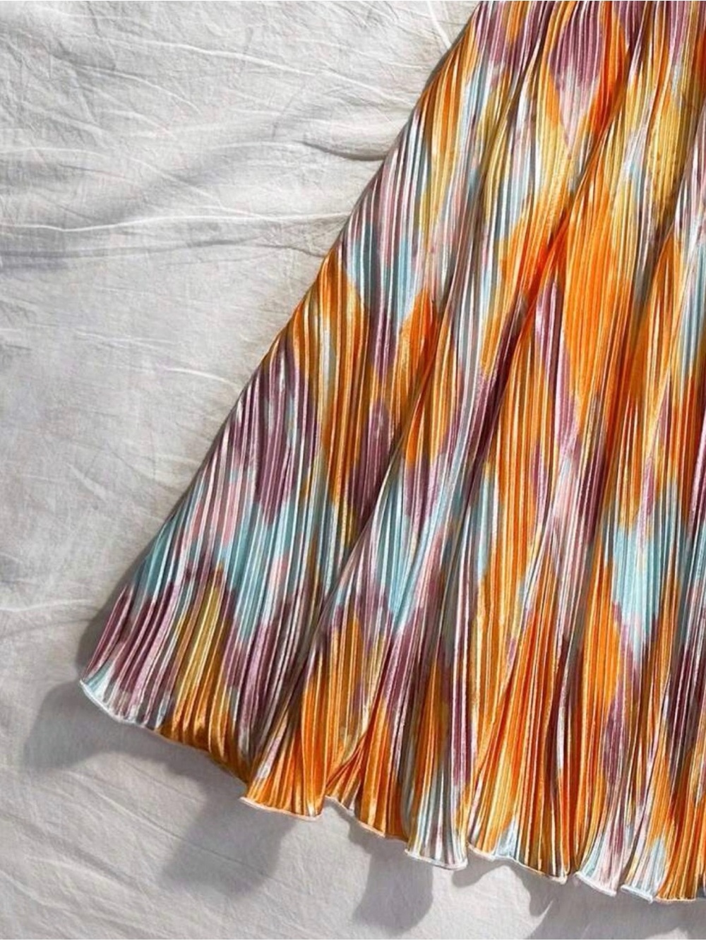Striped Strapless Pleated Summer Dress in Orange Multi - Picture 4 of 4